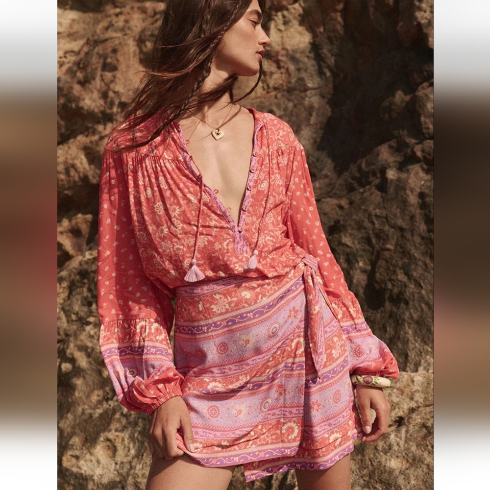 NWT Spell Sunshine Bandit Wrap Skirt